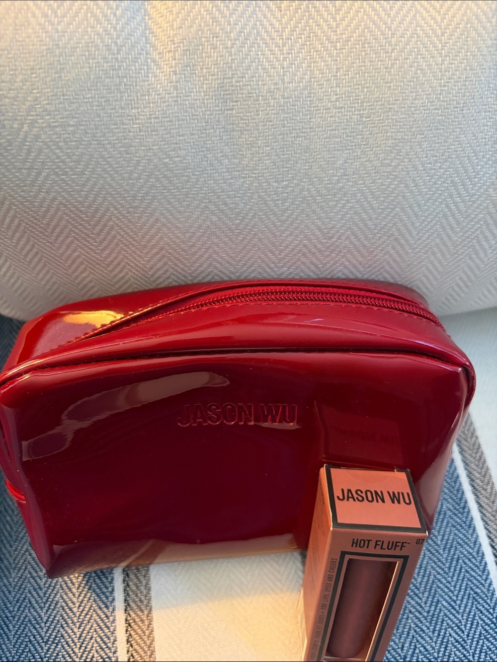 Jason Wu Red Patent Cosmetic Pouch with Lip Eye Blush Stick - Picture 2 of 6